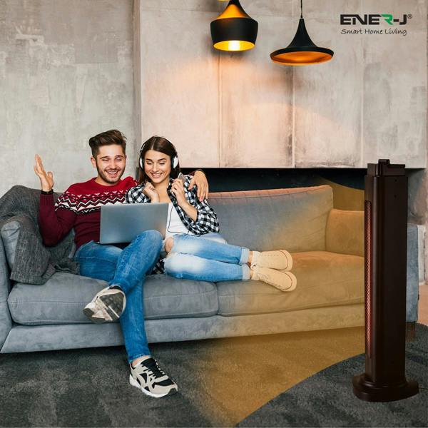 ENER-J 1200W Portable Infrared Heater, Carbon Tube Electric Space Heater, 600W/1200W, Oscillating, IP34 Rated, Energy Efficient