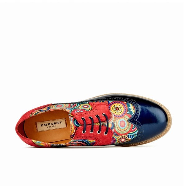 Embassy London Cyclone - Red Signature - Men's chunky sole leather shoe in multicolour leather