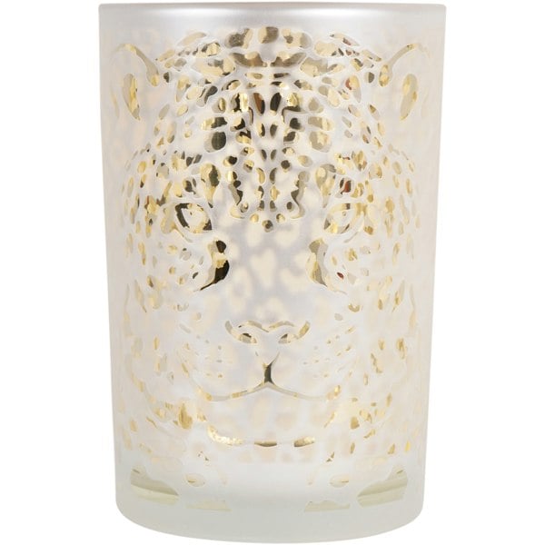 Libra Interiors Leopard Glass Candle Holder Large