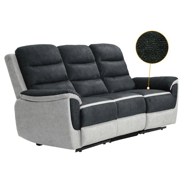 Comfy Living Two Tone Contrast Fabric Recliner Set Chair 2 Seater Sofa 3 Seater Sofa Grey