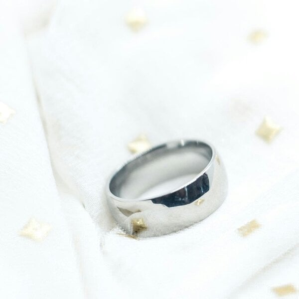 The Colourful Aura 8mm Mens Matt Black Blue Silver Plain Tungsten Engagement Band Ring