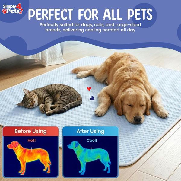 Simply 4 Pets Cooling Mat for Dogs & Cats - Breathable Sandwich Mesh Fabric, Foldable Dog Cooling Mat - Non Slip Washable Pet Cooling Bed
