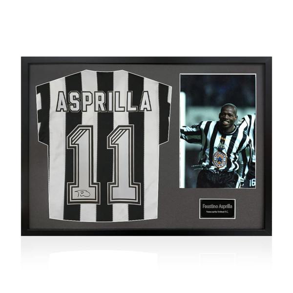 Faustino Asprilla Signed Newcastle United Shirt Classic Frame