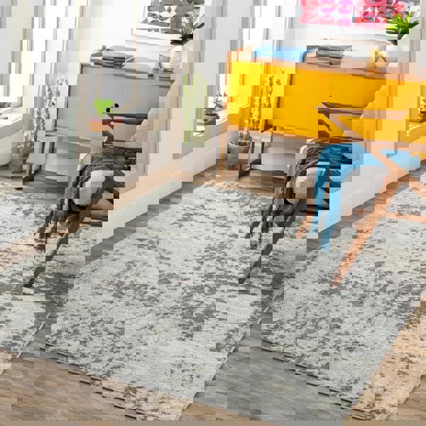 Livabliss Sunderland-Modern Blue Grey Marble Rug