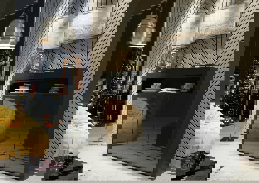 Mex Furniture Modern Sideboard 155cm – Black Matt Body with Black Gloss Doors