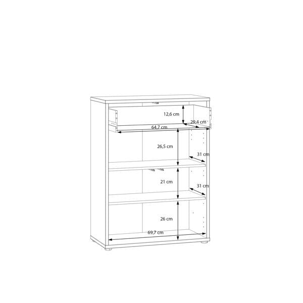 Furniture To Go Alice Springs Shoe Cabinet with 2 Doors Push-to-Open & 1 Drawer Push-to-Open in Sand