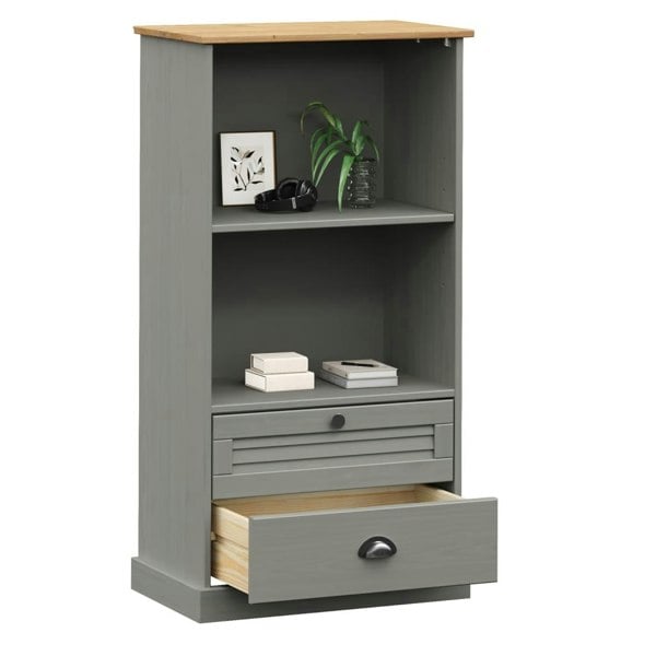 Berkfield Bookcase VIGO Grey 60x35x114.5 cm Solid Wood Pine