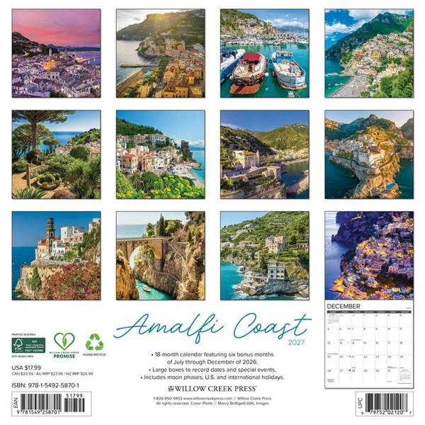 Amalfi Coast Calendar 2027, Wall Calendars, Month To View, Travel, Gift