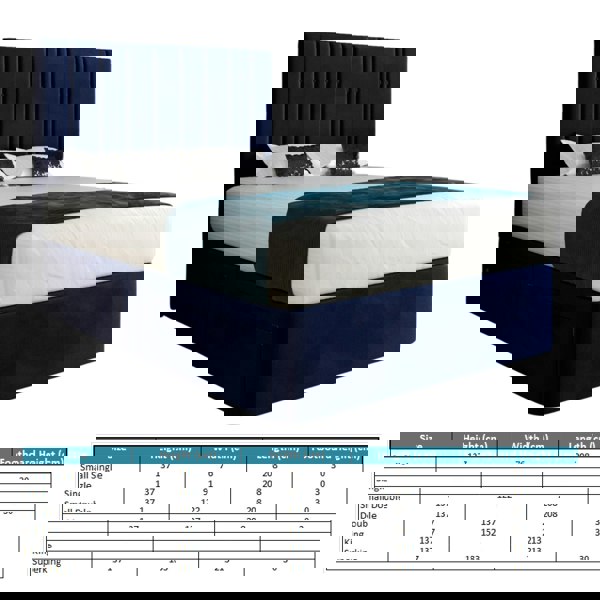 Casa Magna Marcelo Upholstered Soft Velvet Bed Frame - Blue