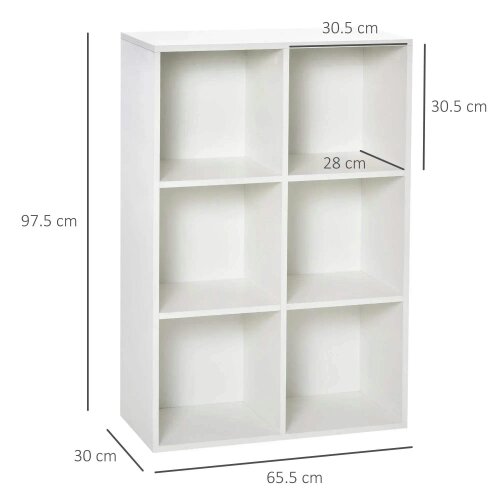 Six-Cube Bookcase - White Wood Effect