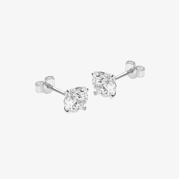 T. H. Baker 9ct White Gold 7mm Round Crystal Stud Earrings 5.58.4989