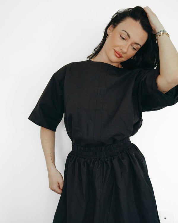 Doris Black Tie Back Top - IMAGE 4