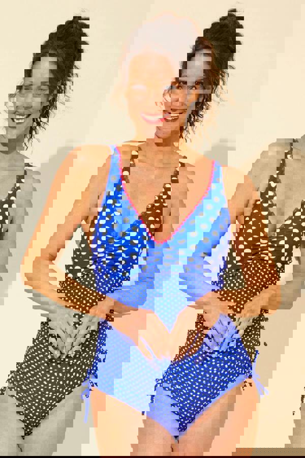 Contrast Stitch Tie Side Swimsuit