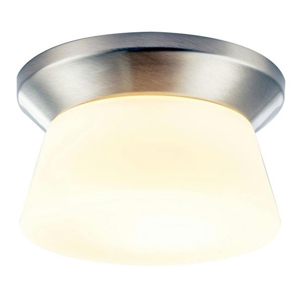 Modern Satin Nickel LED Bathroom Ceiling Light with Opal White Glass Image 4