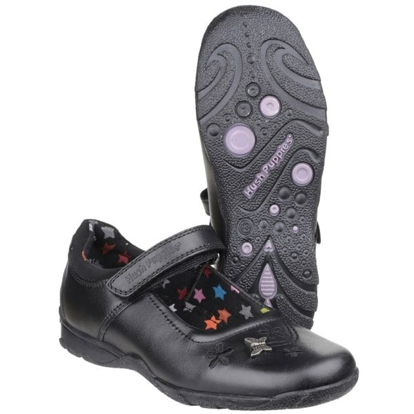 Hush Puppies Clare Senior Leather Girls's Black Shoes