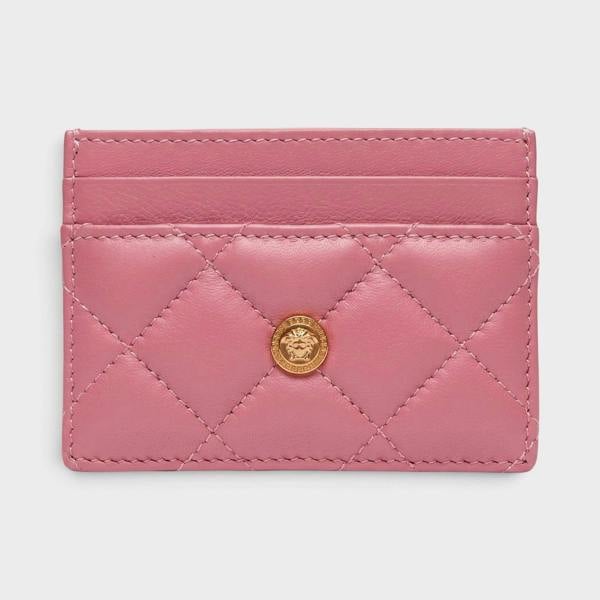 Versace Medusa Card Case Quilted Pink