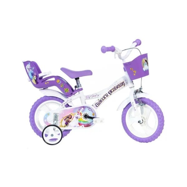 Dino Bikes Dino Unicorn Academy 12in Kids Bike - White/Purple