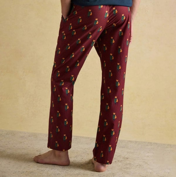 Joules DOZER Mens Pyjama Trousers Burgundy Red