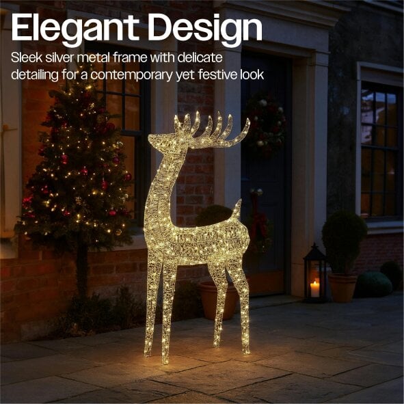 Scotts of Stow Xmas Haus Outdoor 118cm Metal Silver Deer