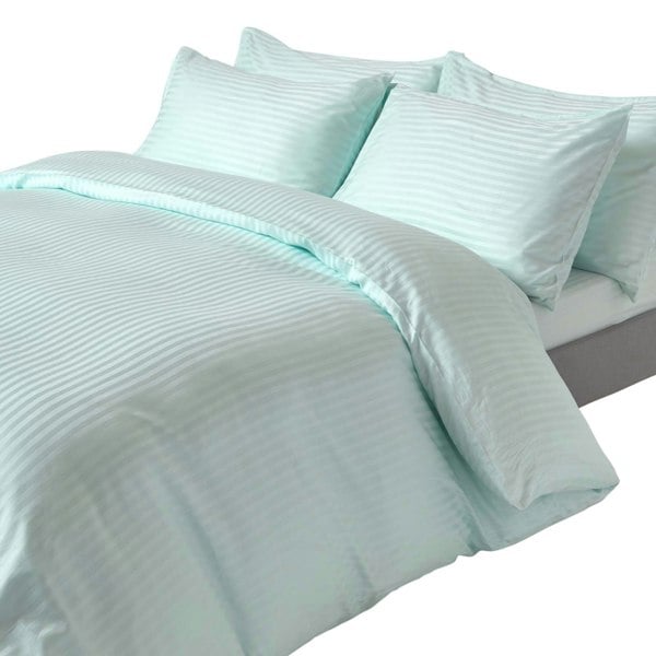 HOMESCAPES Silky 330 TC Egyptian Cotton Satin Stripe Duvet Cover Set