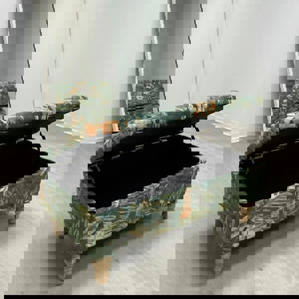 Green Floral Soft Vevet coffee table Ottoman Storage | premium Patterned Footstool Pouffe| - ISTOOLS