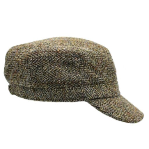 Heather Hats & Accessories Harris Tweed Traditional Cadet Cap, Satin Lining, Outdoor Wear, Moorland Brown