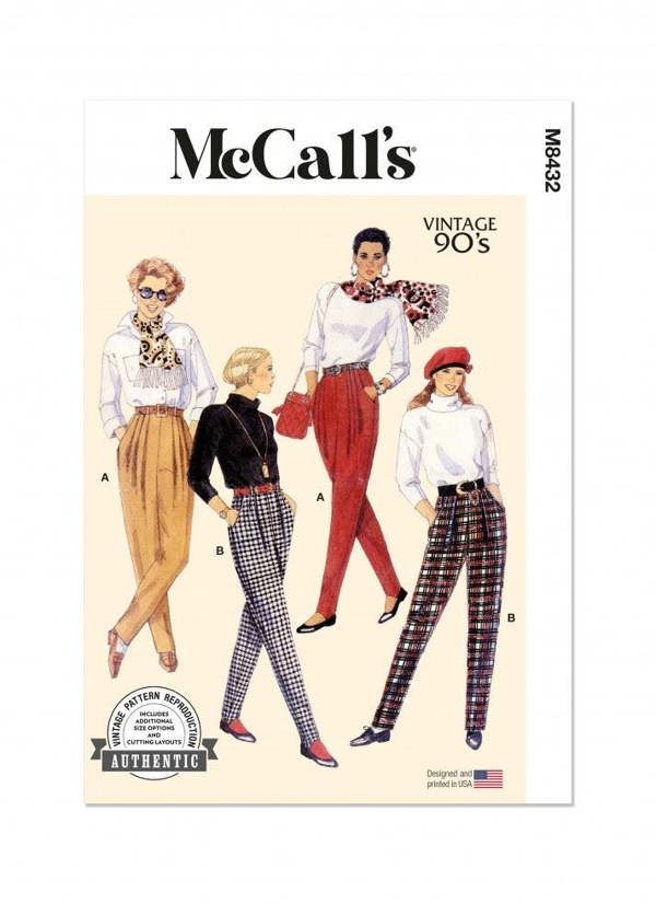 McCalls 8432 Paper Sewing Pattern – Women's Vintage Trousers, Easy