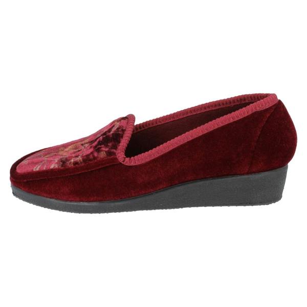 Spot On Ladies Spot On Slip On Floral Design Slipper Shoes