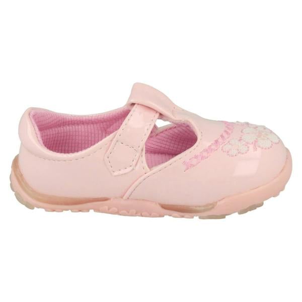 Cutie Girls Cutie T-Bar Flats With Floral Embroidery Detail