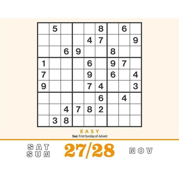 Unbranded Sudoku Desk Calendar 2027, Desk Calendars, Day To View, Entertainment, Gift