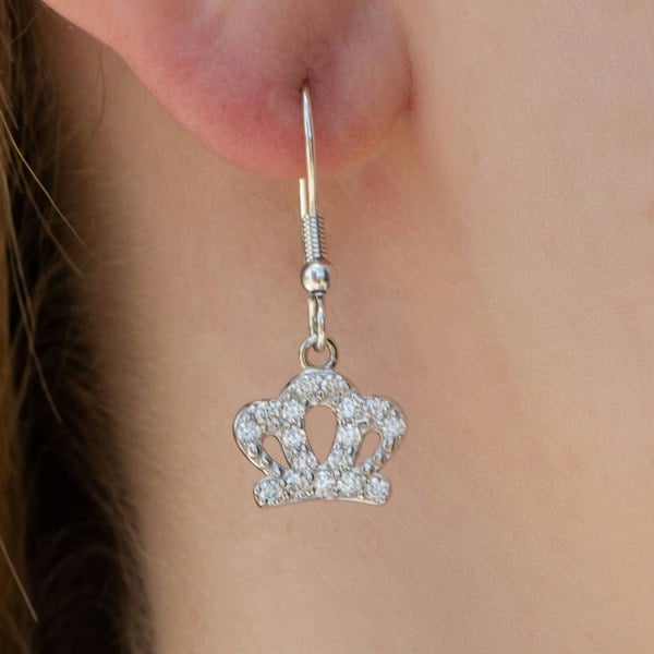 Mylee London Sterling Silver Crystal Crown Earrings