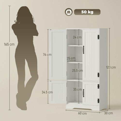 Wyld Haus Rifa Wooden White Accent Storage Cabinet With Adjustable Shelves And Double Doors