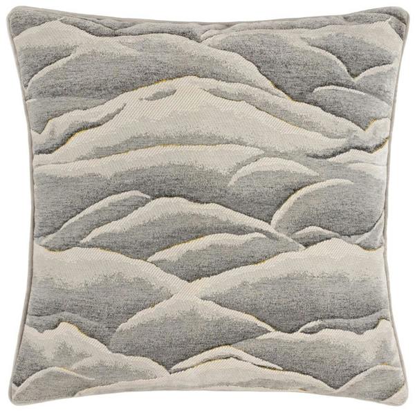 Paoletti Stratus Piping Detail Jacquard Cushion Cover - Grey - 