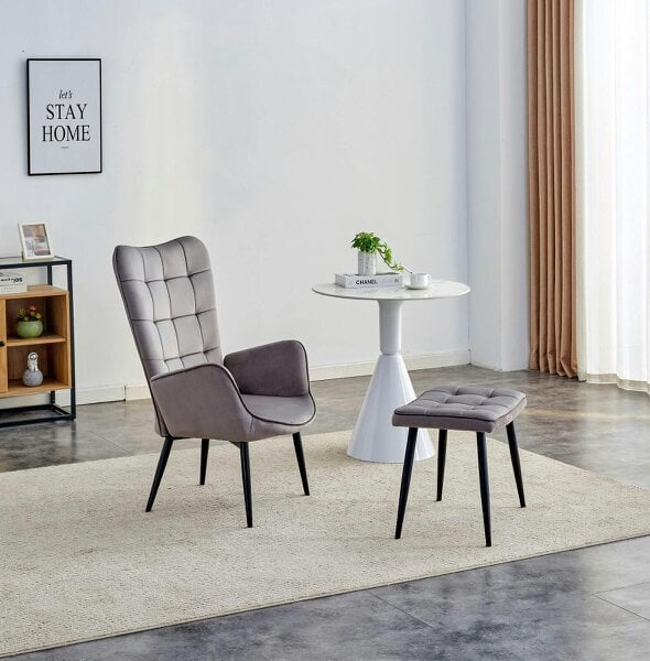 Kosy Koala Recliner sofa lounge chair with footstool grey velvet sofa living room furniture