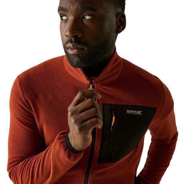 Regatta Mens Eadle Logo Full Zip Fleece - Burnt Henna/Black - 