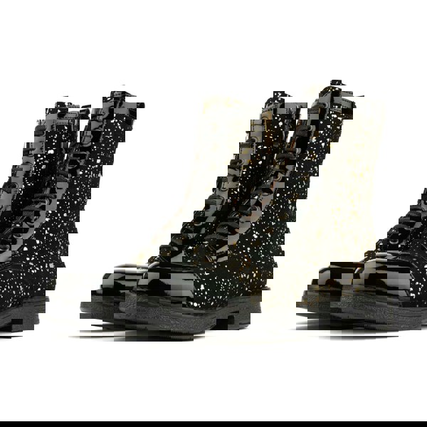 Embassy London Traveller - Black Gold - Women's leather higher ankle boot in gold and black