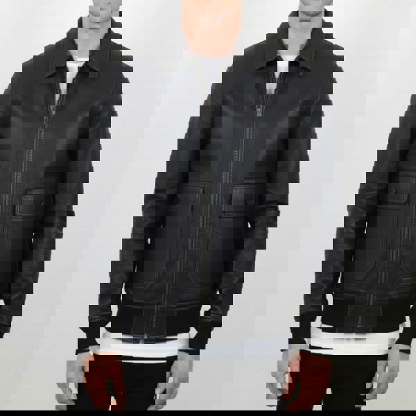 TruClothing Men's Black Leather Bomber Aviator Jacket