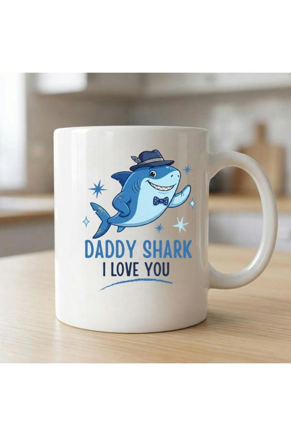 Dyzi Father's Day Daddy Shark I Love You Ceramic Coffee Mug 320ml