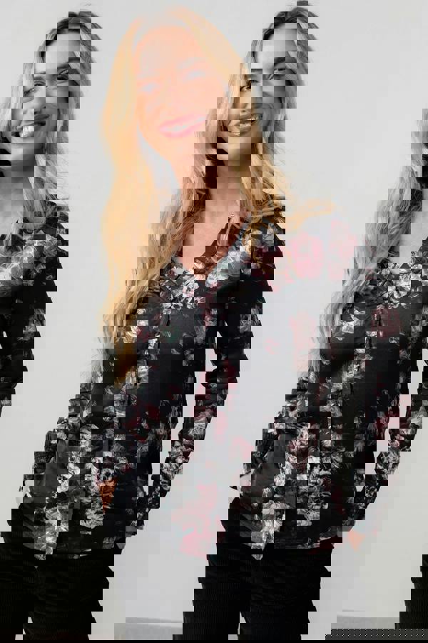 Lily & Me Kit Ruffle Satin Blouse Black