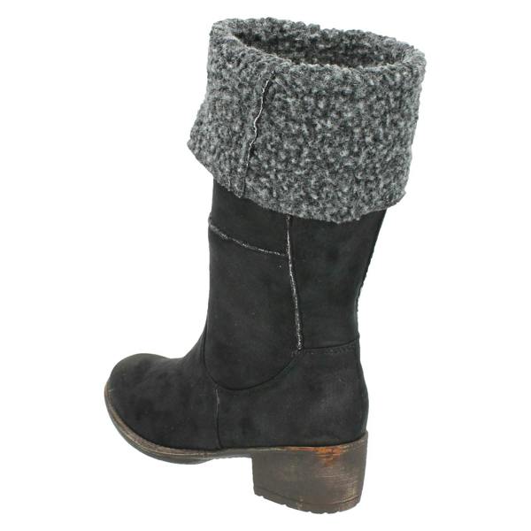 Spot On Ladies Spot On Mid Heel Fleece Lined Boot