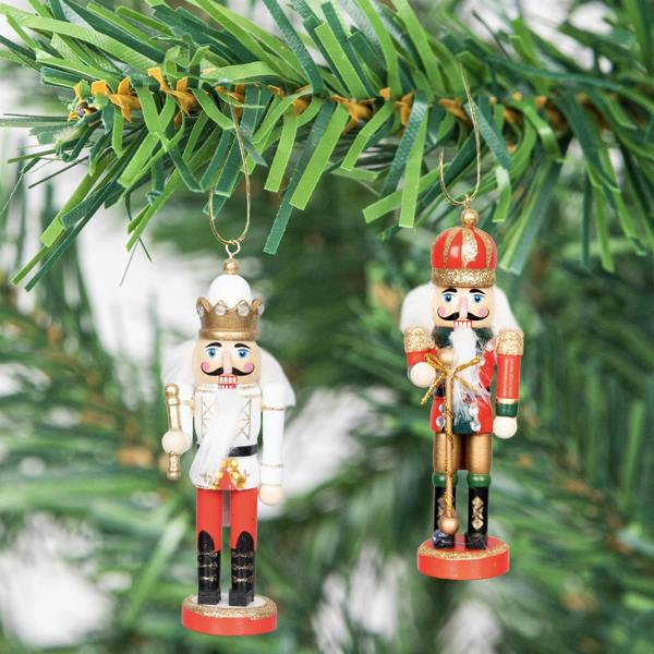 13cm Wooden Nutcracker Christmas Ornament Set of 4 Hand Painted Festive Figures image 3