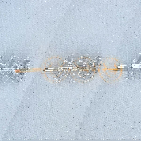 pearl hair slide, gold hair clip with pearl word smiley, playful pearl word barrette, vintage inspired hair accessory, fun gold and pearl hair clip
