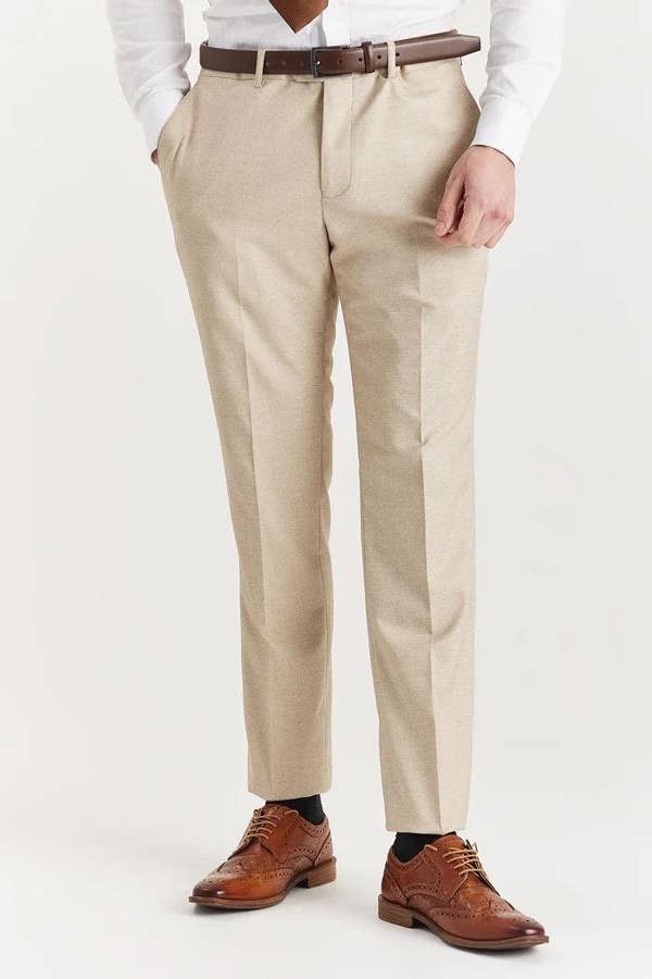 Infinity Leather Men's Beige Lightweight Summer Wedding Party 3 Piece Suit