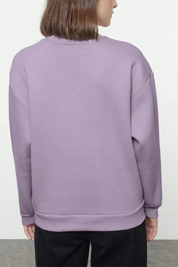 WOVCOR Animal Embroidered Thick Fleece Knit Sweatshirt