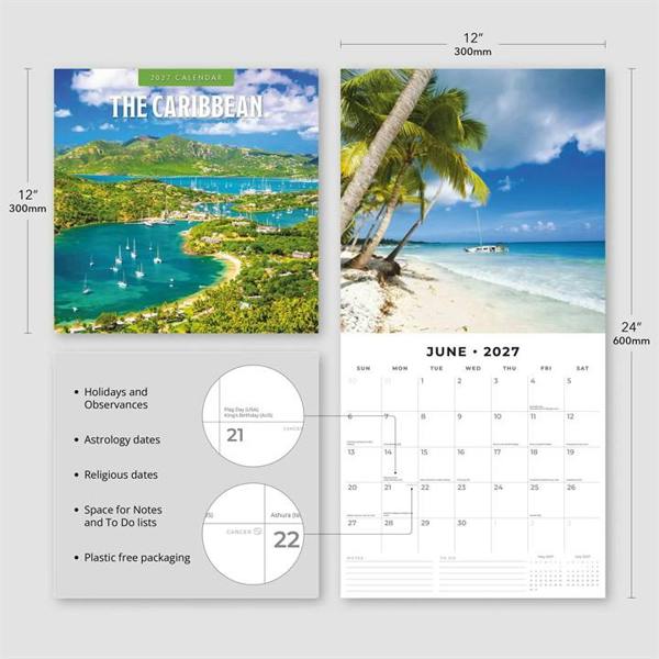 The Caribbean Calendar 2027, Wall Calendars, Month To View, Travel, Gift