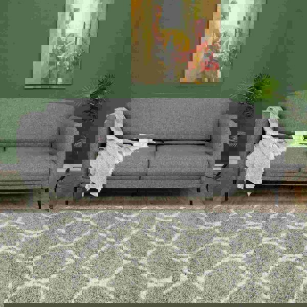 Trellis Design Thick Shaggy Area Rugs Grey