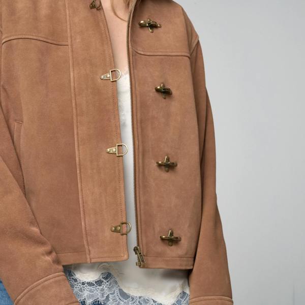 Women's Tan Suede Fireman Clasp Jacket