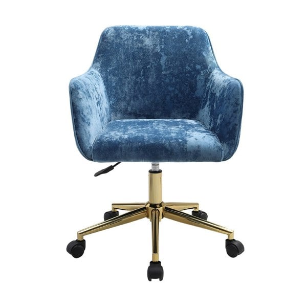 Velvet Upholstered Home Office Swivel Task Chair with Flared Arms Armchairs Living and Home