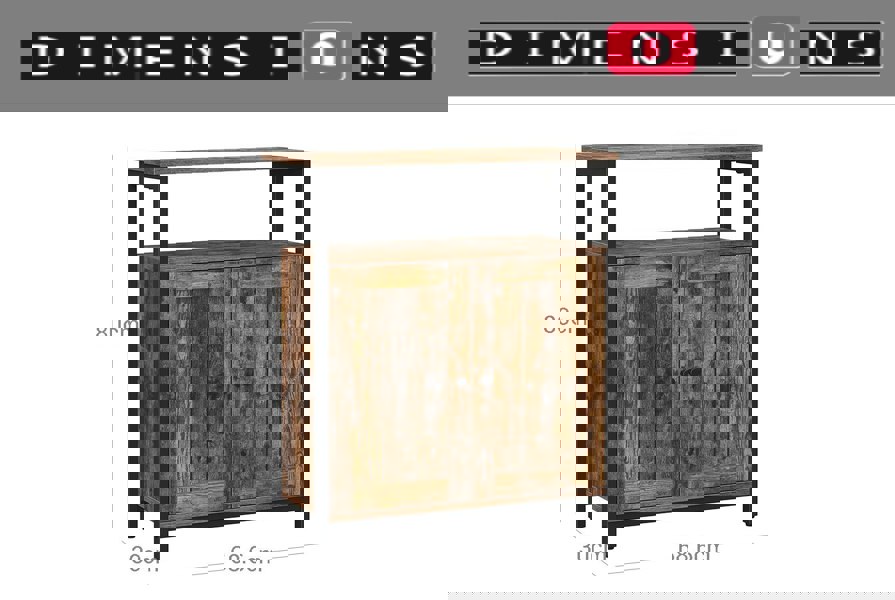 Modcraft Industrial Storage Cabinet with Slat Door and Adjustable Shelves - Rustic Brown