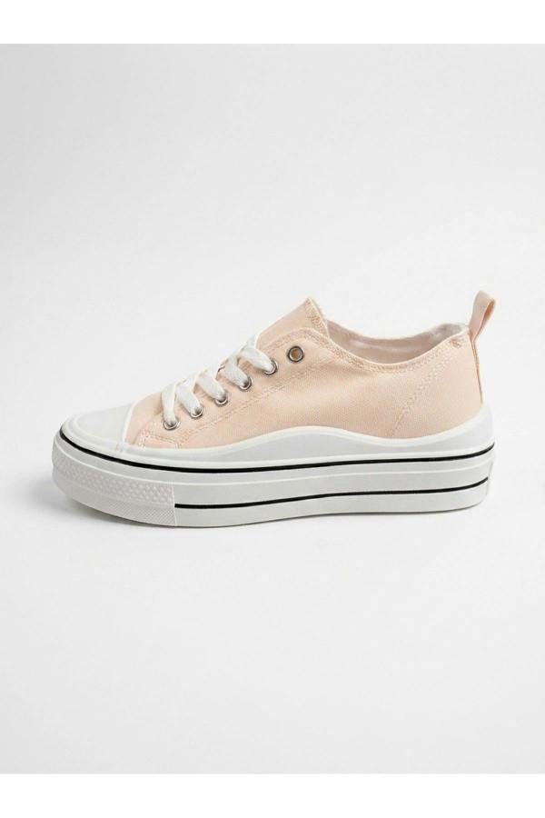 Saoirse Low Top Canvas Trainers - Beige